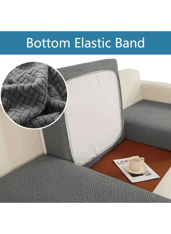 Large Jacquard Stretchable Sofa Cushion Cover Set 6pcs Dark Gray Easy Clean Durable - Image 2